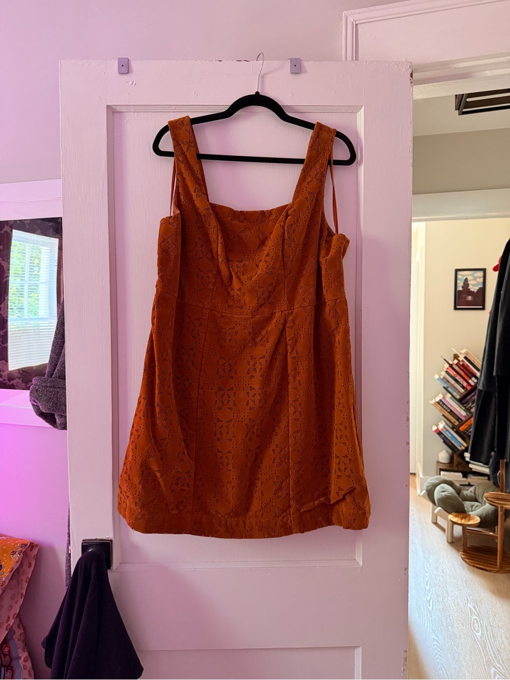 Anthropologie Burnt Orange Lace Mini Dress